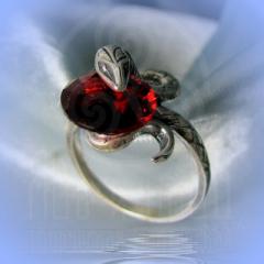 Кольцо "Змея с красным камнем" Арт. 2520кс серебрение