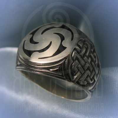 Кольцо "Символ Рода" Арт. 2569сэч серебрение, эмаль