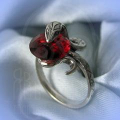 Кольцо "Змея с красным камнем" Арт. 2520к серебро