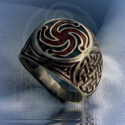 Кольцо "Символ Рода" Арт. 2566 серебро, эмаль