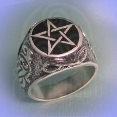 Кольцо "Пентаграмма" Арт. 2725э серебро, эмаль